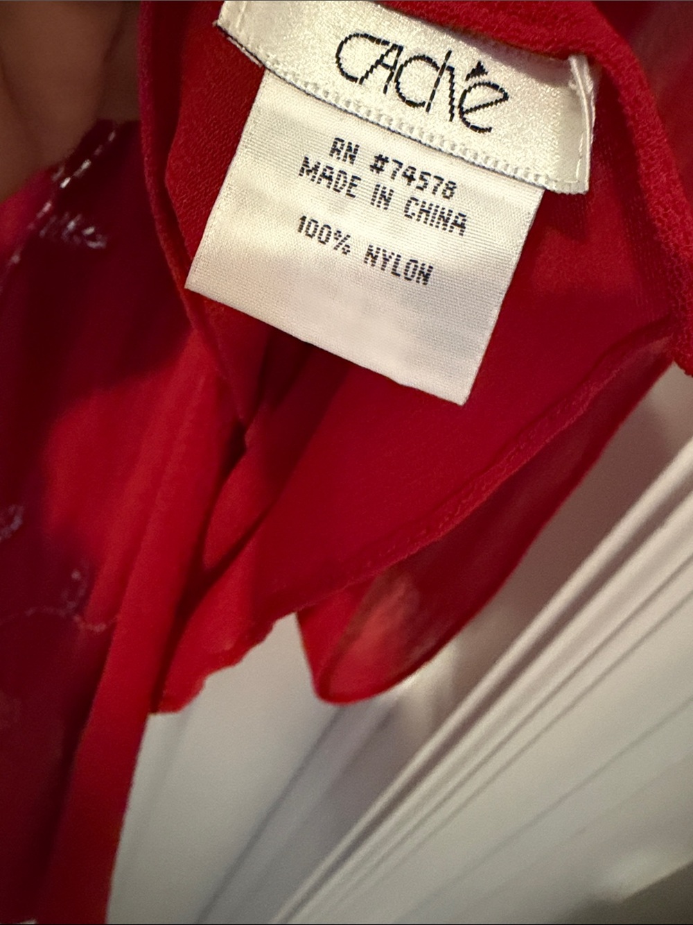 Cache Red Sheer Evening dress & Wrap with Subtle beaded & velvet embellishments - Picture 8 of 11